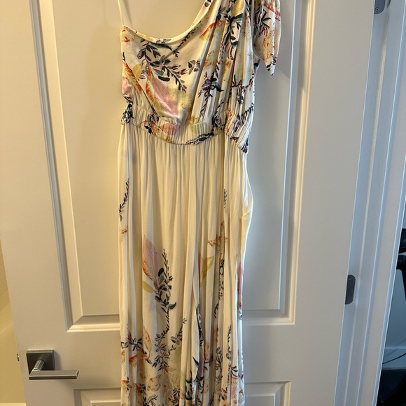 Free People Island Time Cream Color One Shoulder Wide Leg Jumpsuit — NWOT - Picture 4 of 6